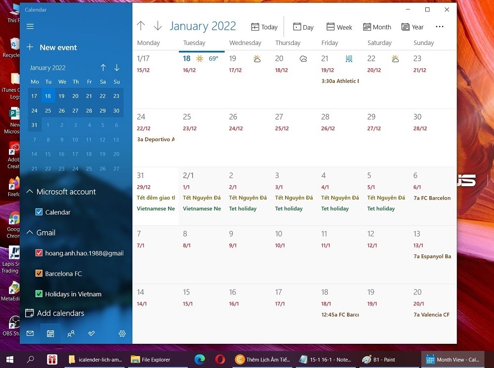 Tính năng lên lịch nhanh trên laptop windows